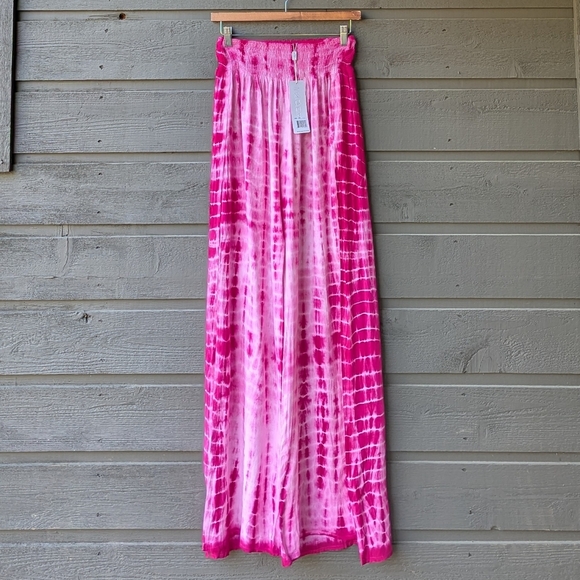 NWT Ingear Resort Wear Pink Tie Dye Open Sides Wide Leg Palazzo Pants Size S/M - Picture 1 of 10